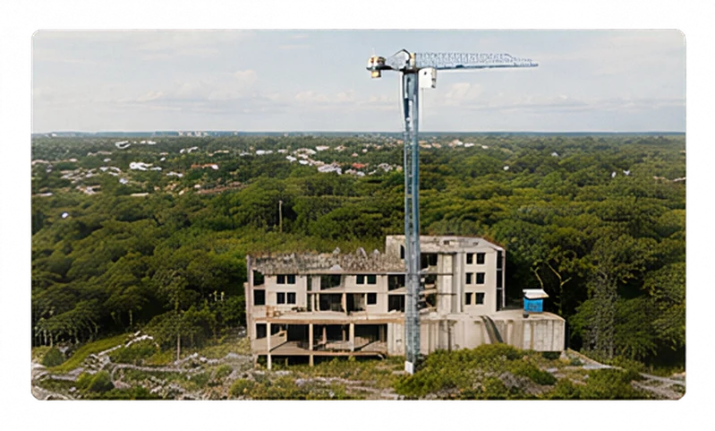 Vista del lote, la grúa y el entorno de Torres del Sol
