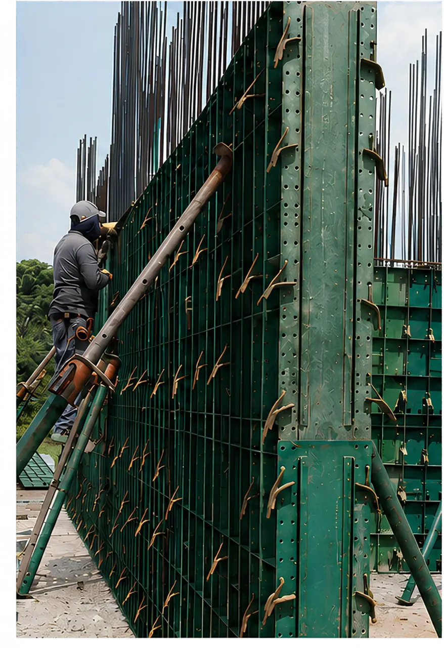 Formaleta instalada junto al acero vertical