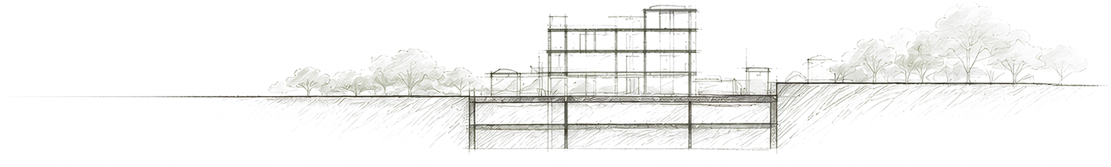 Dibujo de sección de la estructura de Torres del Sol